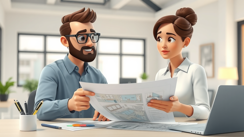 Architect and homeowner reviewing customizable modular home plans pack kit modular home design options